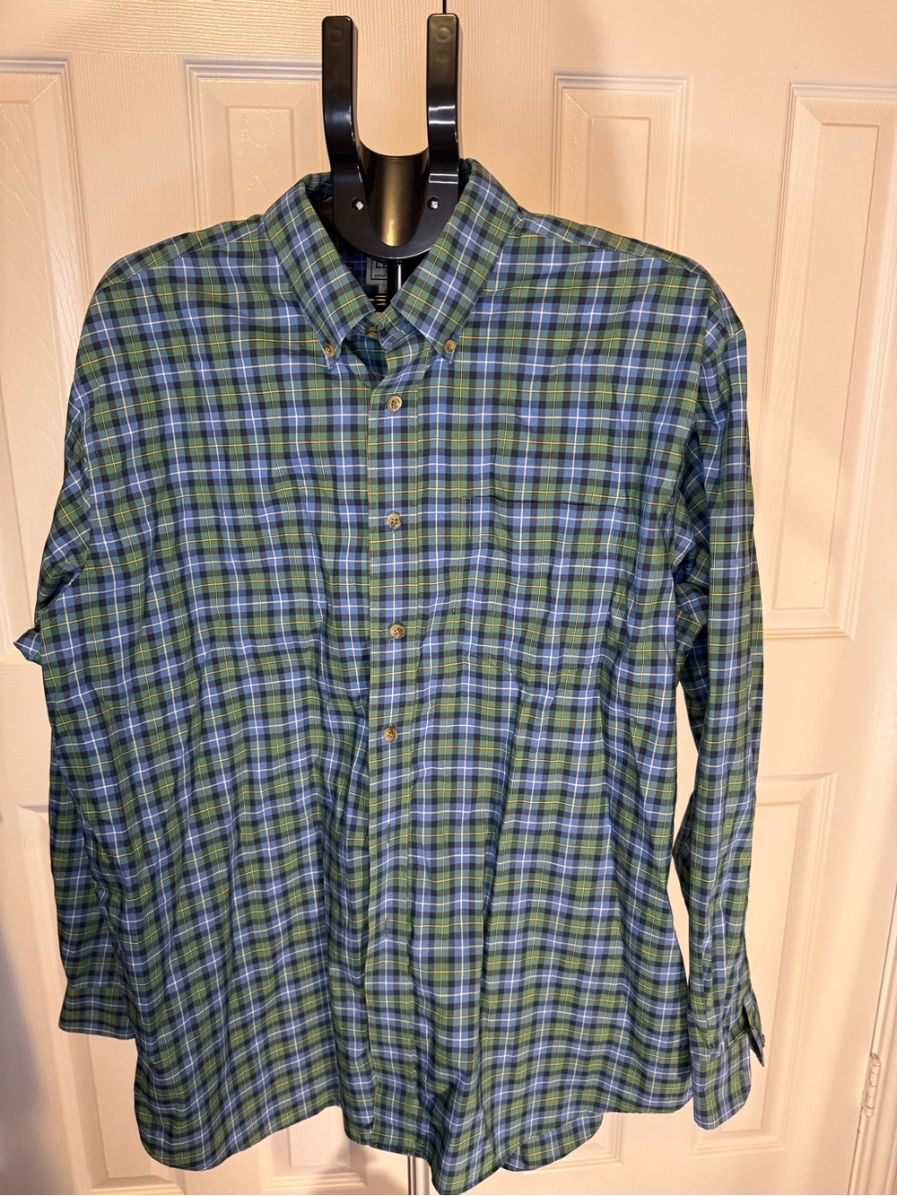 L.L. Bean Blue and Green Plaid Button-Down Shirt